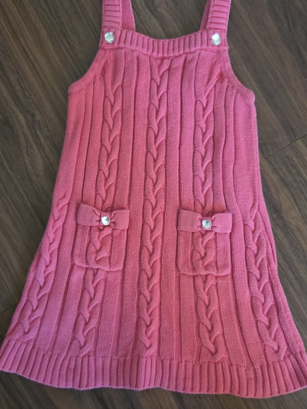 Gymboree Pink Cable Knit Pinafore with Bow Pockets